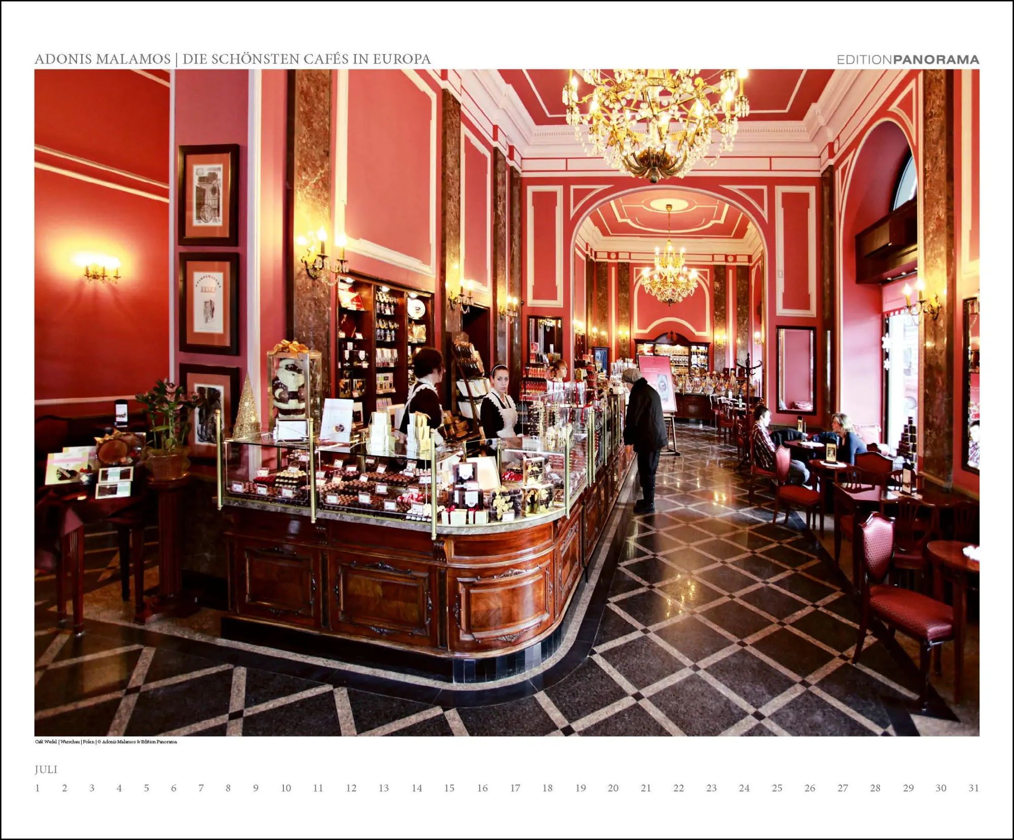 Bild: 9783898236324 | Die schönsten Cafés in Europa | Immerwährender Kalender, 60 x 50 cm