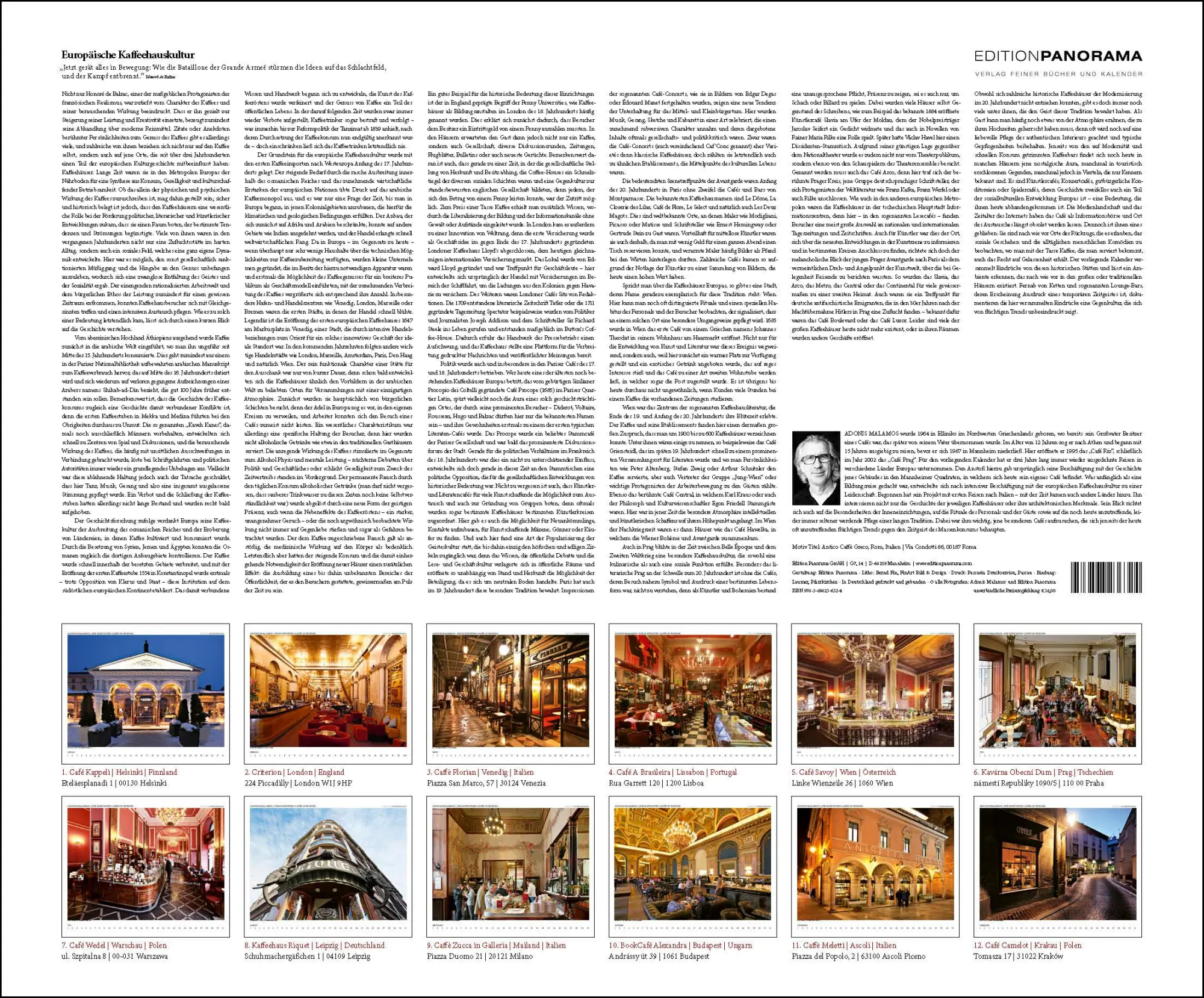 Bild: 9783898236324 | Die schönsten Cafés in Europa | Immerwährender Kalender, 60 x 50 cm