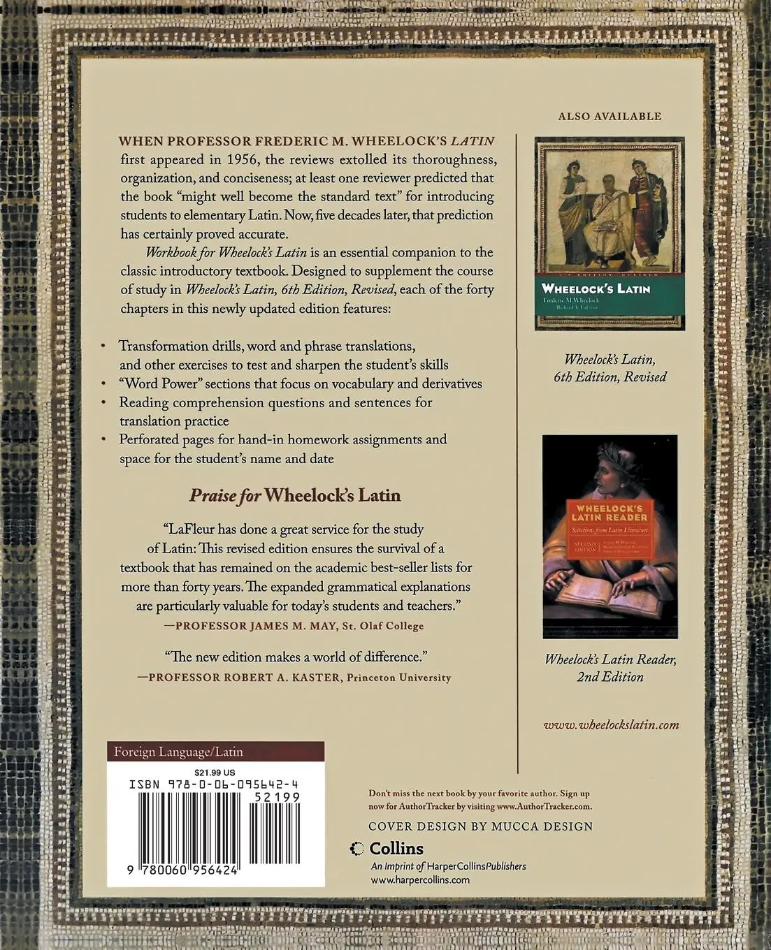 Rückseite: 9780060956424 | Workbook for Wheelock's Latin, 3rd Edition, Revised (Revised) | Buch