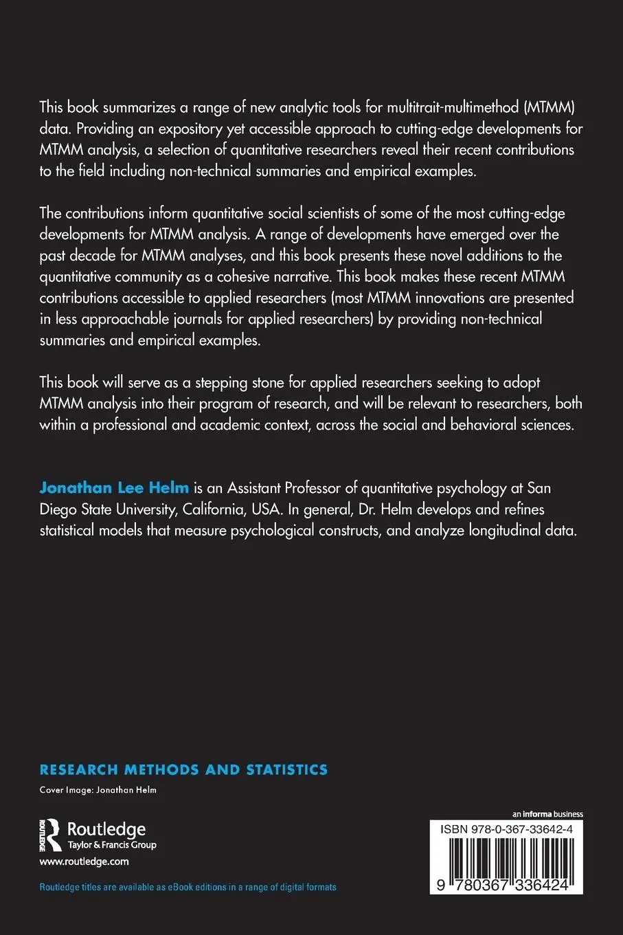 Rückseite: 9780367336424 | Advanced Multitrait-Multimethod Analyses for the Behavioral and...