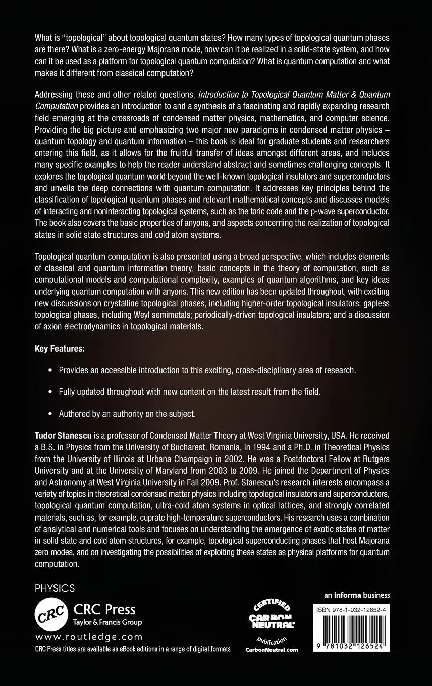 Rückseite: 9781032126524 | Introduction to Topological Quantum Matter &amp; Quantum Computation