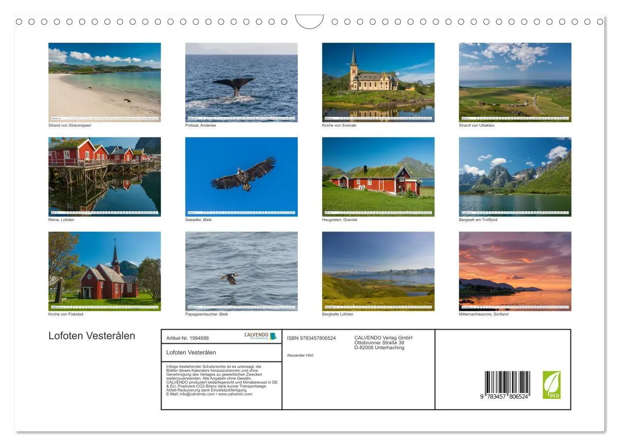 Bild: 9783457806524 | Lofoten Vesterålen (Wandkalender 2026 DIN A3 quer), CALVENDO...