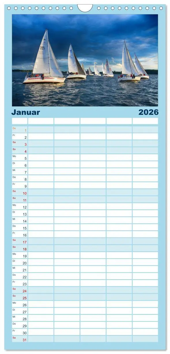 Bild: 9783516516524 | Familienplaner 2026 - Leidenschaft Segeln mit 5 Spalten...