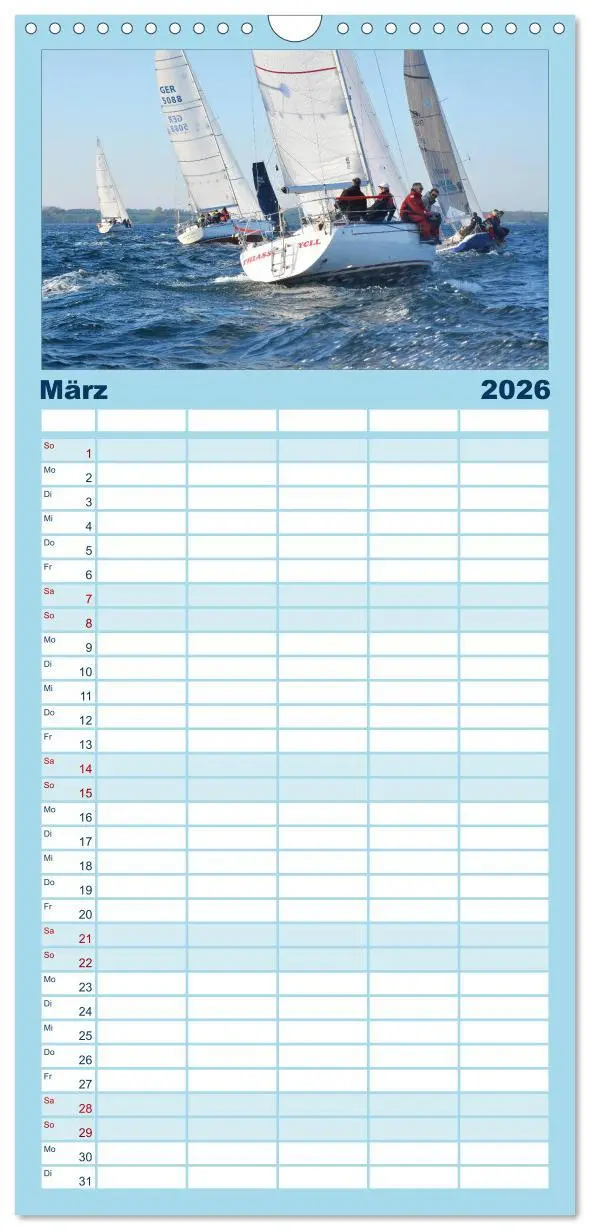 Bild: 9783516516524 | Familienplaner 2026 - Leidenschaft Segeln mit 5 Spalten...