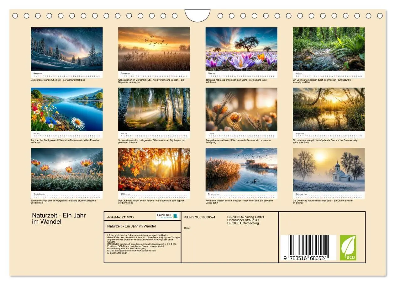 Bild: 9783516686524 | Naturzeit - Ein Jahr im Wandel (Wandkalender 2026 DIN A4 quer),...