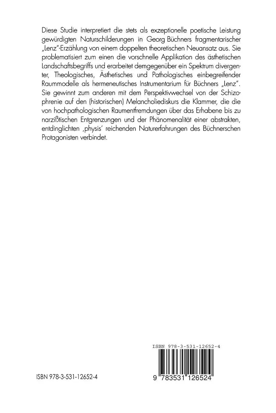 Rückseite: 9783531126524 | Melancholie und Landschaft | Harald Schmidt | Taschenbuch | 504 S.