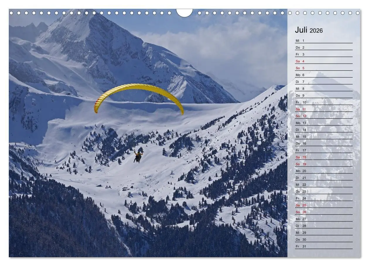 Bild: 9783457416624 | Gleitschirmfliegen in den Tuxer Alpen (Wandkalender 2026 DIN A3...