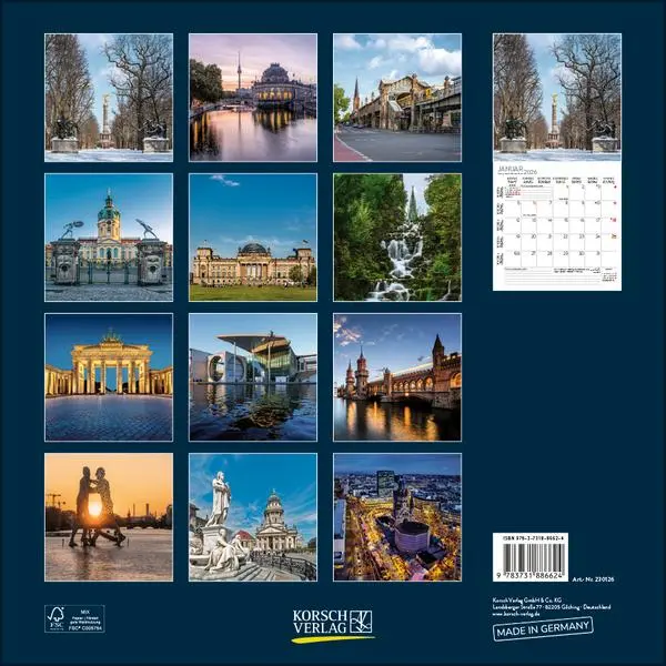 Bild: 9783731886624 | Berlin 2026 | Broschürenkalender mit Ferienterminen | Verlag Korsch