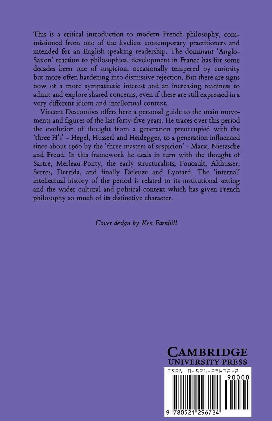 Rückseite: 9780521296724 | Modern French Philosophy | Vincent Descombes | Taschenbuch | Englisch