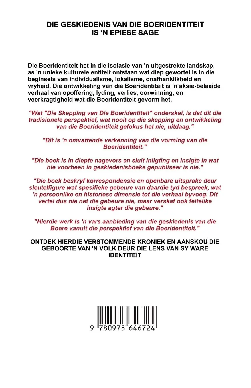 Rückseite: 9780975646724 | Die Skepping van die Boeridentiteit | Wiets Buys | Taschenbuch | 2024