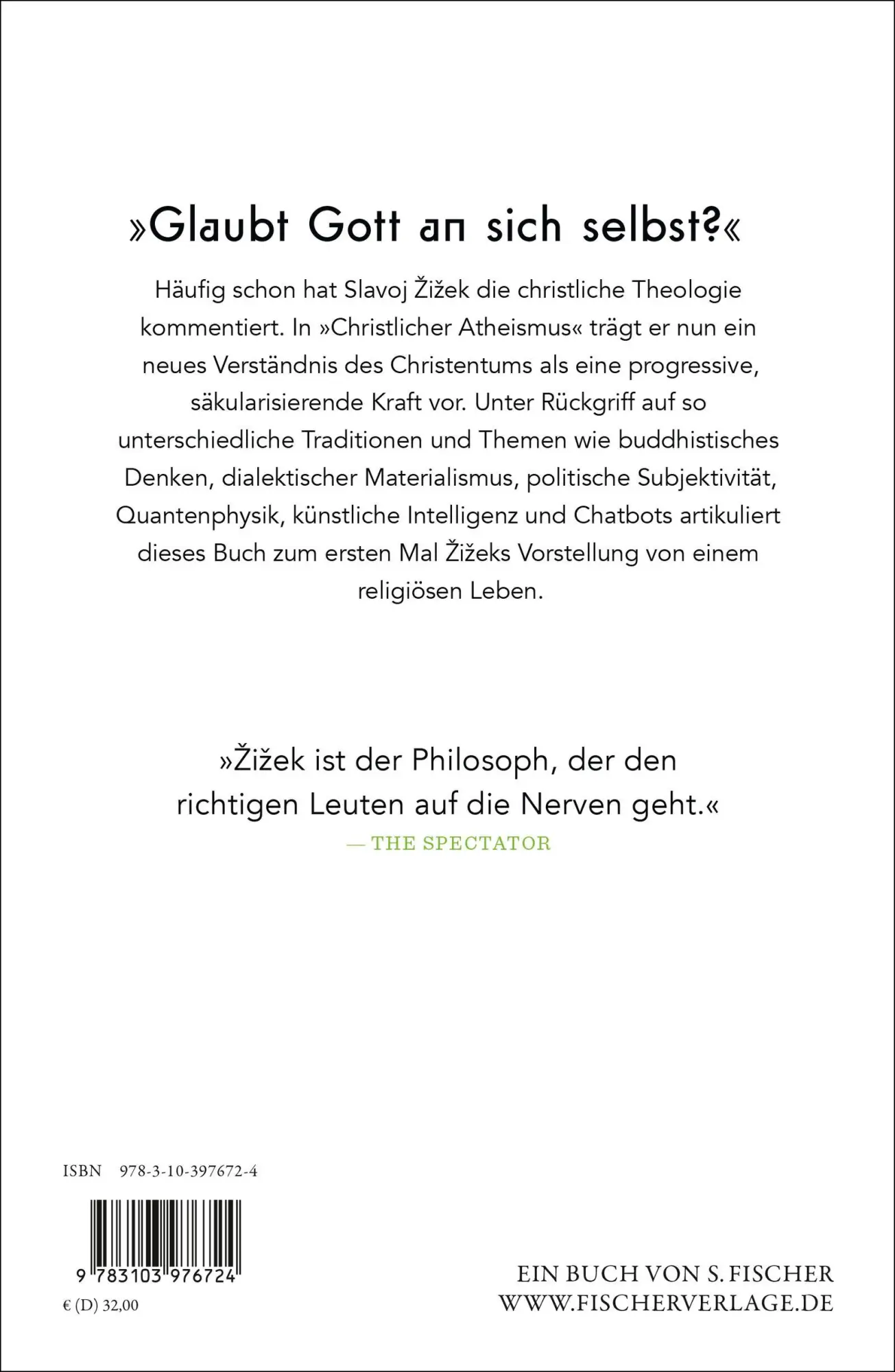 Rückseite: 9783103976724 | Christlicher Atheismus | Wie man ein wahrer Materialist wird | Zizek