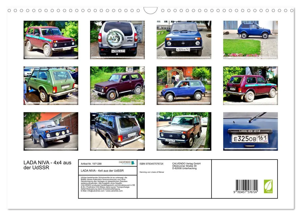 Bild: 9783457576724 | LADA NIVA - 4x4 aus der UdSSR (Wandkalender 2026 DIN A3 quer),...