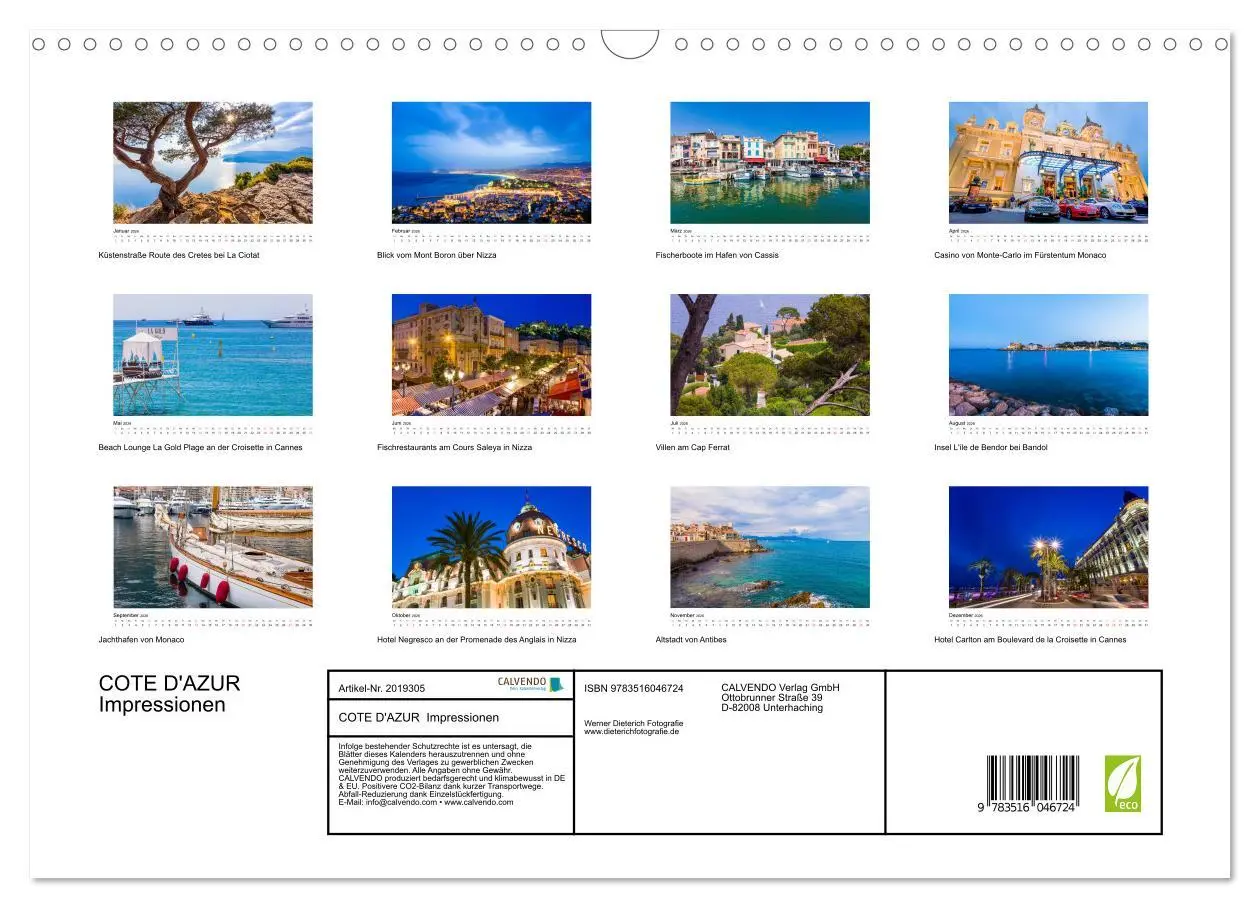 Bild: 9783516046724 | COTE D'AZUR Impressionen (Wandkalender 2026 DIN A3 quer), CALVENDO...