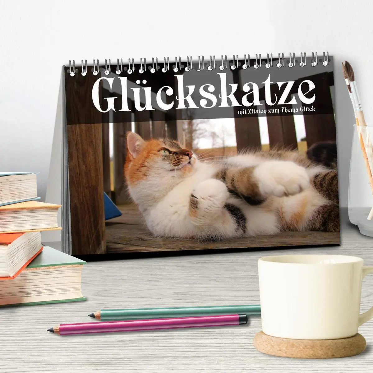 Bild: 9783516116724 | Glückskatze - Mit Zitaten zum Thema Glück (Tischkalender 2026 DIN...