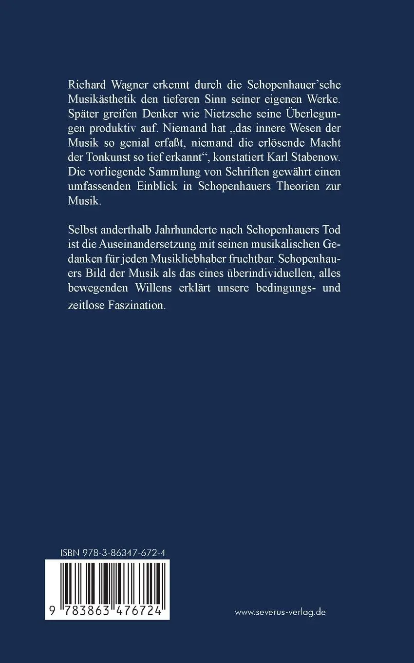 Rückseite: 9783863476724 | Arthur Schopenhauer: Schriften über Musik | Karl Stabenow (Hg. | Buch