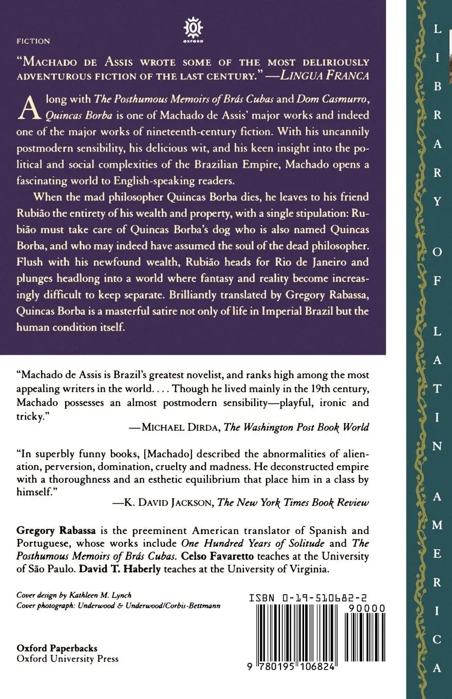 Rückseite: 9780195106824 | Quincas Borba | Joaquim Maria Machado De Assis (u. a.) | Taschenbuch