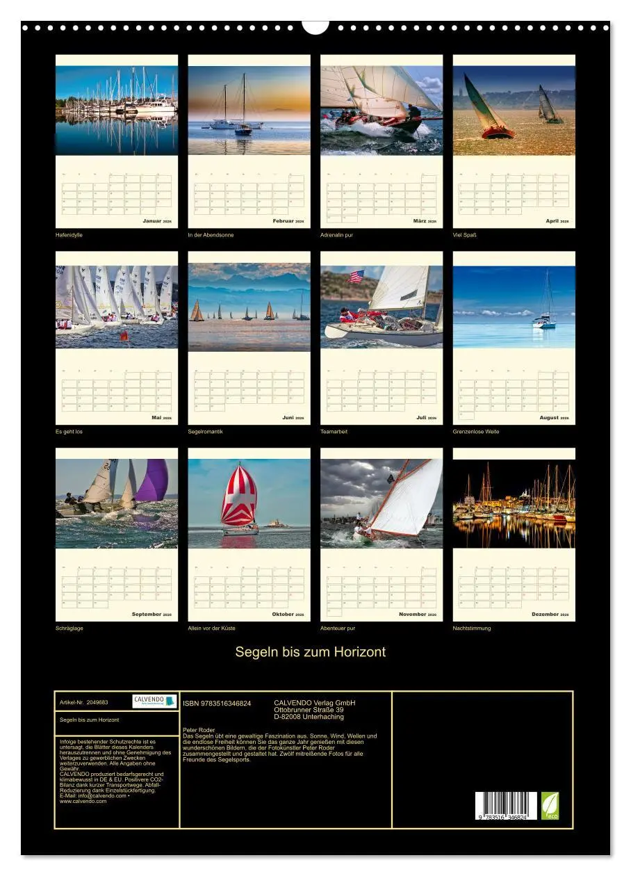Bild: 9783516346824 | Segeln bis zum Horizont (Wandkalender 2026 DIN A2 hoch), CALVENDO...