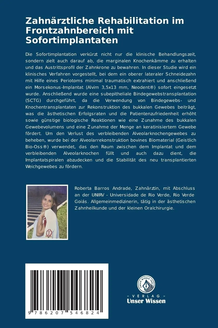 Rückseite: 9786207546824 | Zahnärztliche Rehabilitation im Frontzahnbereich mit Sofortimplantaten