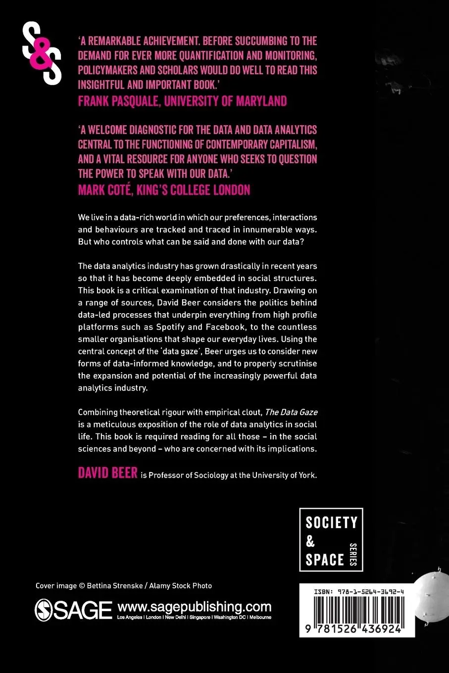 Rückseite: 9781526436924 | The Data Gaze | Capitalism, Power and Perception | David Beer | Buch