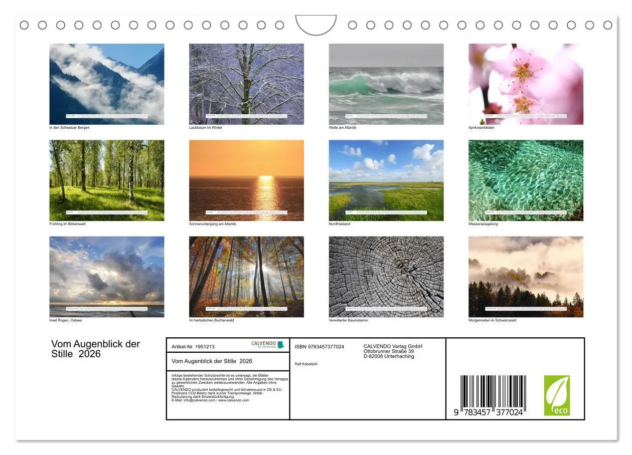 Bild: 9783457377024 | Vom Augenblick der Stille 2026 (Wandkalender 2026 DIN A4 quer),...