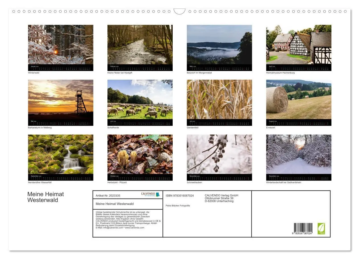 Bild: 9783516087024 | Meine Heimat Westerwald (Wandkalender 2026 DIN A2 quer), CALVENDO...