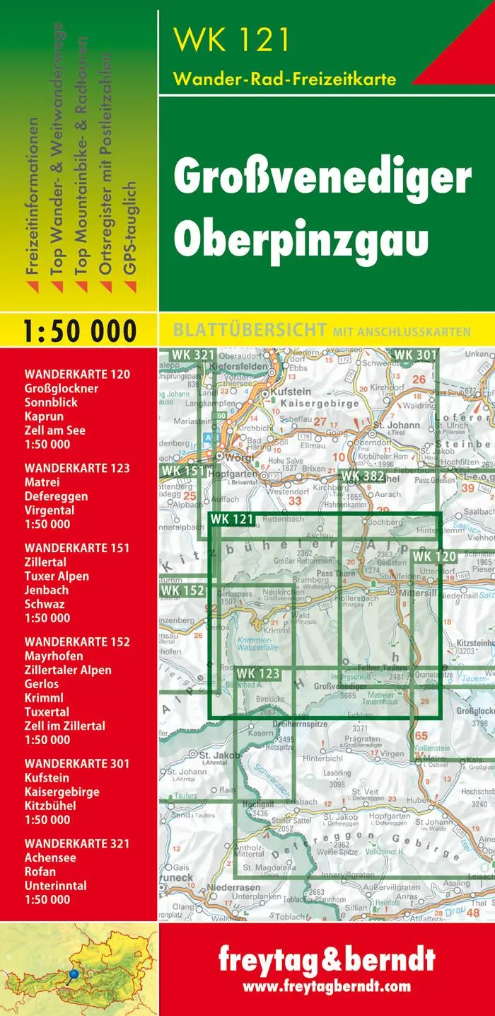 Rückseite: 9783850847124 | Großvenediger - Oberpinzgau 1 : 50 000. WK 121 | (Land-)Karte | 2019