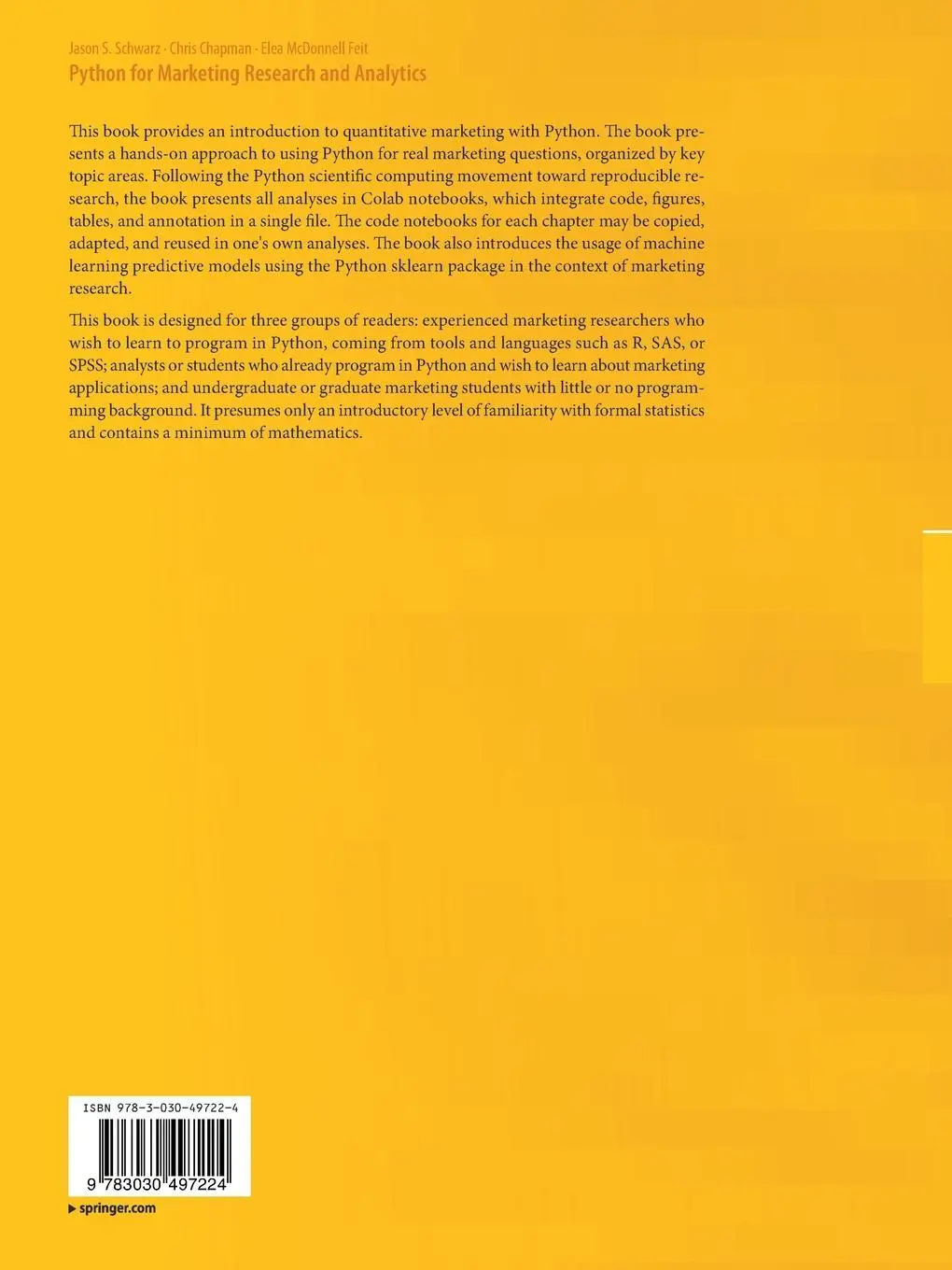 Rückseite: 9783030497224 | Python for Marketing Research and Analytics | Jason S. Schwarz (u. a.)