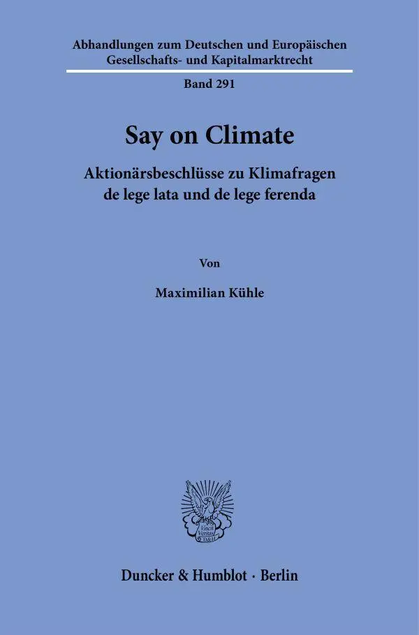 Cover: 9783428197224 | Say on Climate | Maximilian Kühle | Buch | 420 S. | Deutsch | 2026