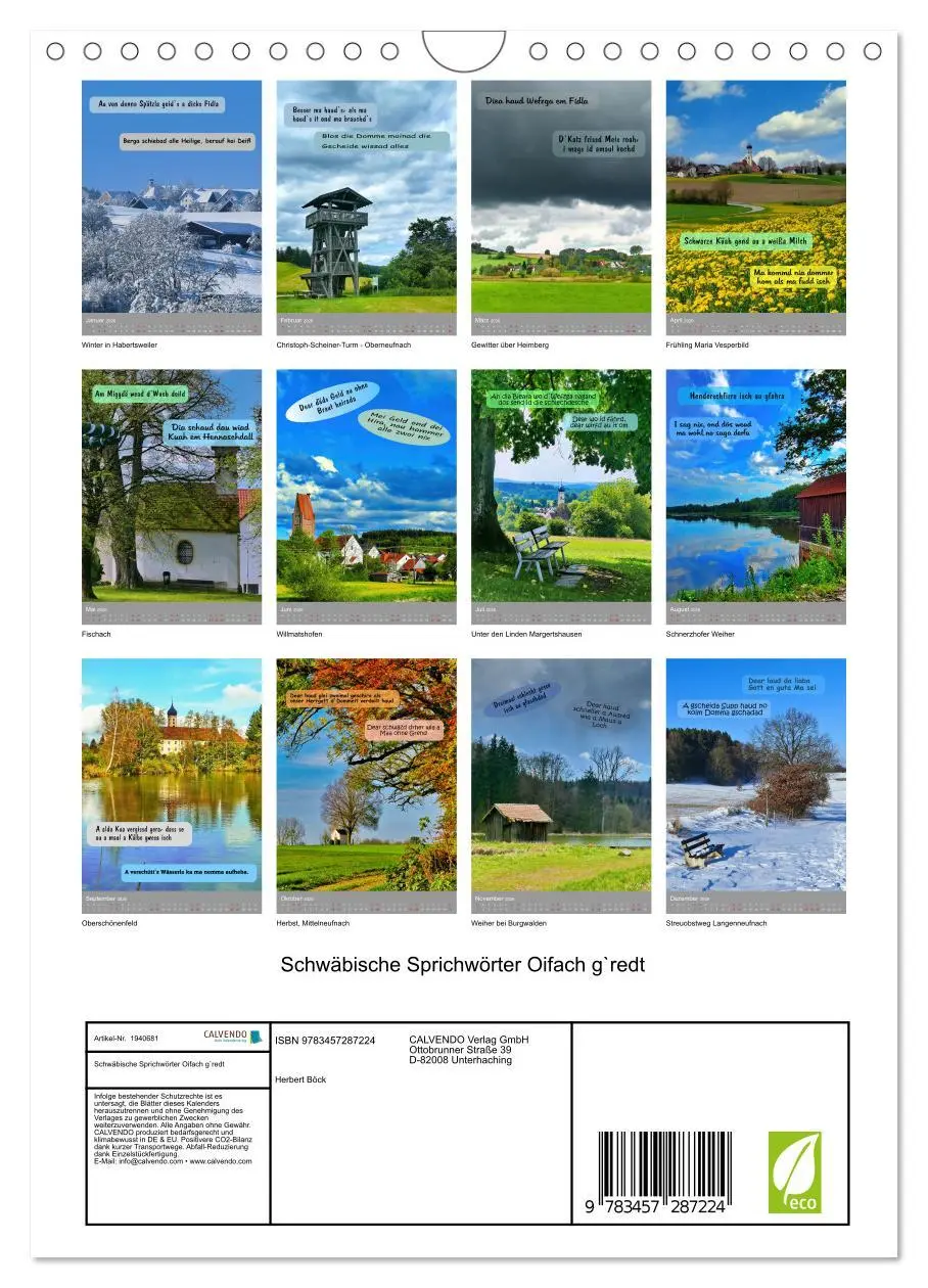 Bild: 9783457287224 | Schwäbische Sprichwörter Oifach g`redt (Wandkalender 2026 DIN A4...