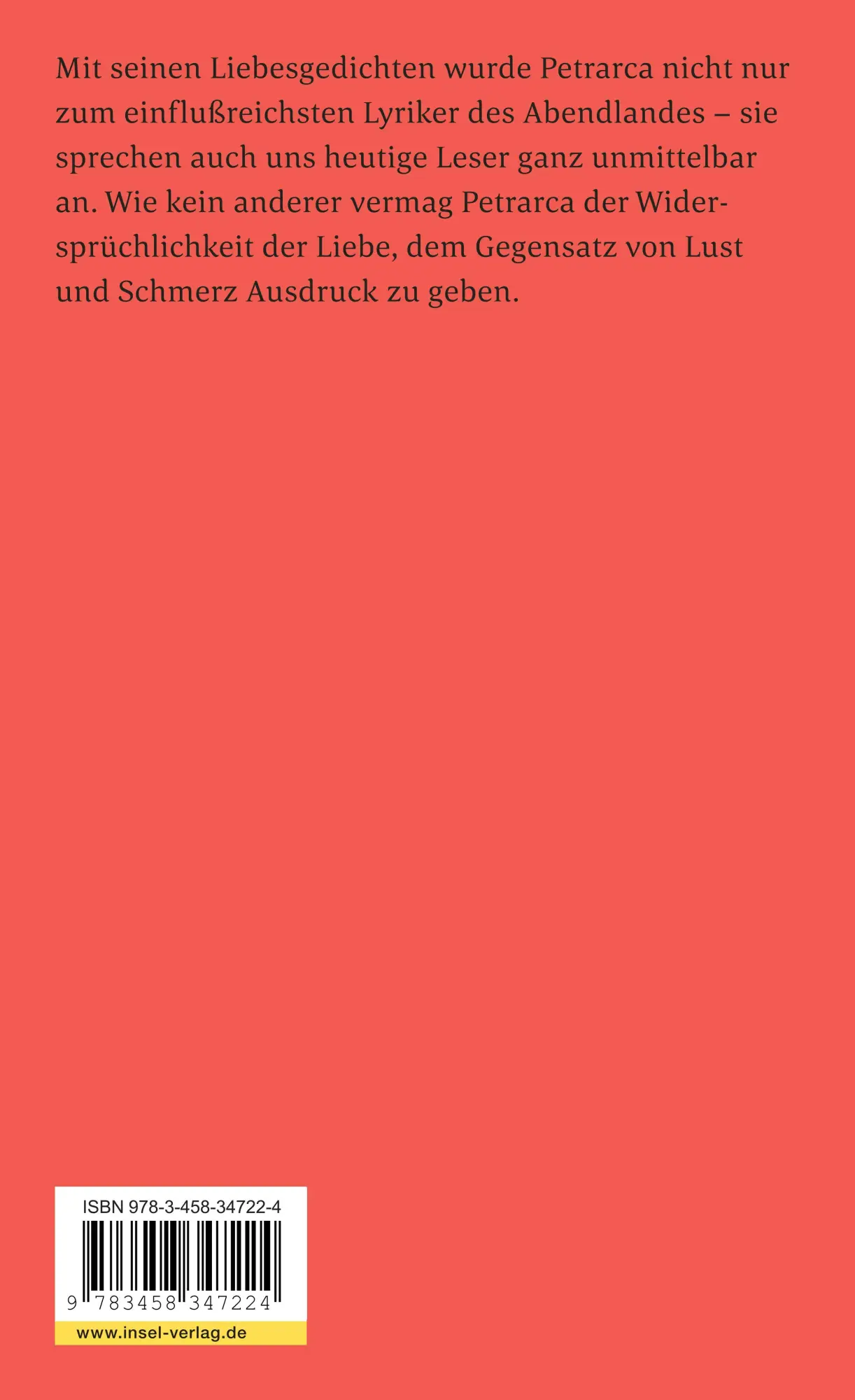 Rückseite: 9783458347224 | Liebesgedichte an Laura | Francesco Petrarca | Taschenbuch | 120 S.