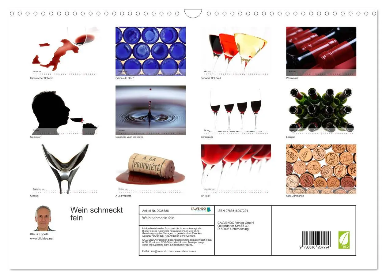 Bild: 9783516207224 | Wein schmeckt fein (Wandkalender 2026 DIN A3 quer), CALVENDO...