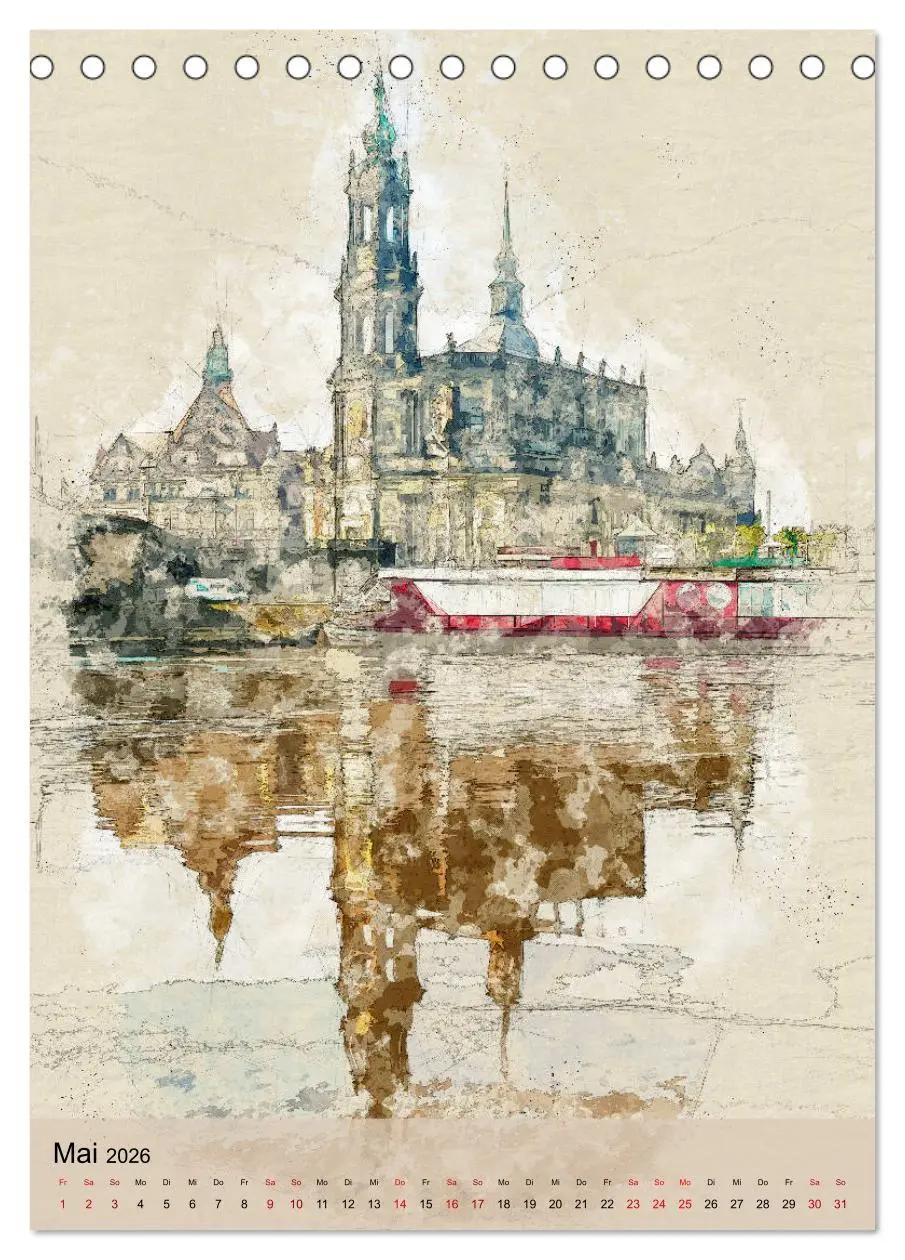 Bild: 9783516377224 | Dresden wie gemalt (Tischkalender 2026 DIN A5 hoch), CALVENDO...