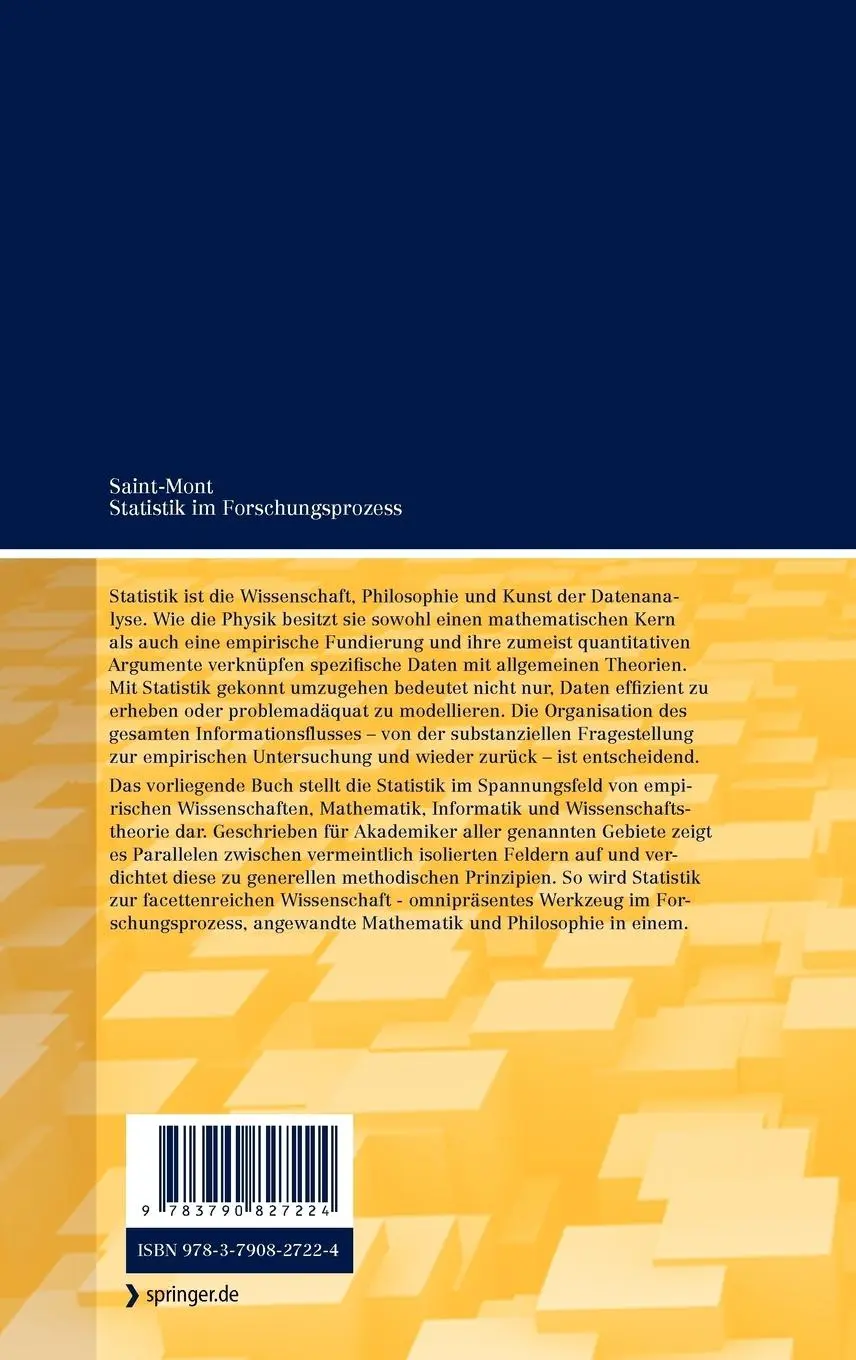 Rückseite: 9783790827224 | Statistik im Forschungsprozess | Uwe Saint-Mont | Buch | xiv | Deutsch