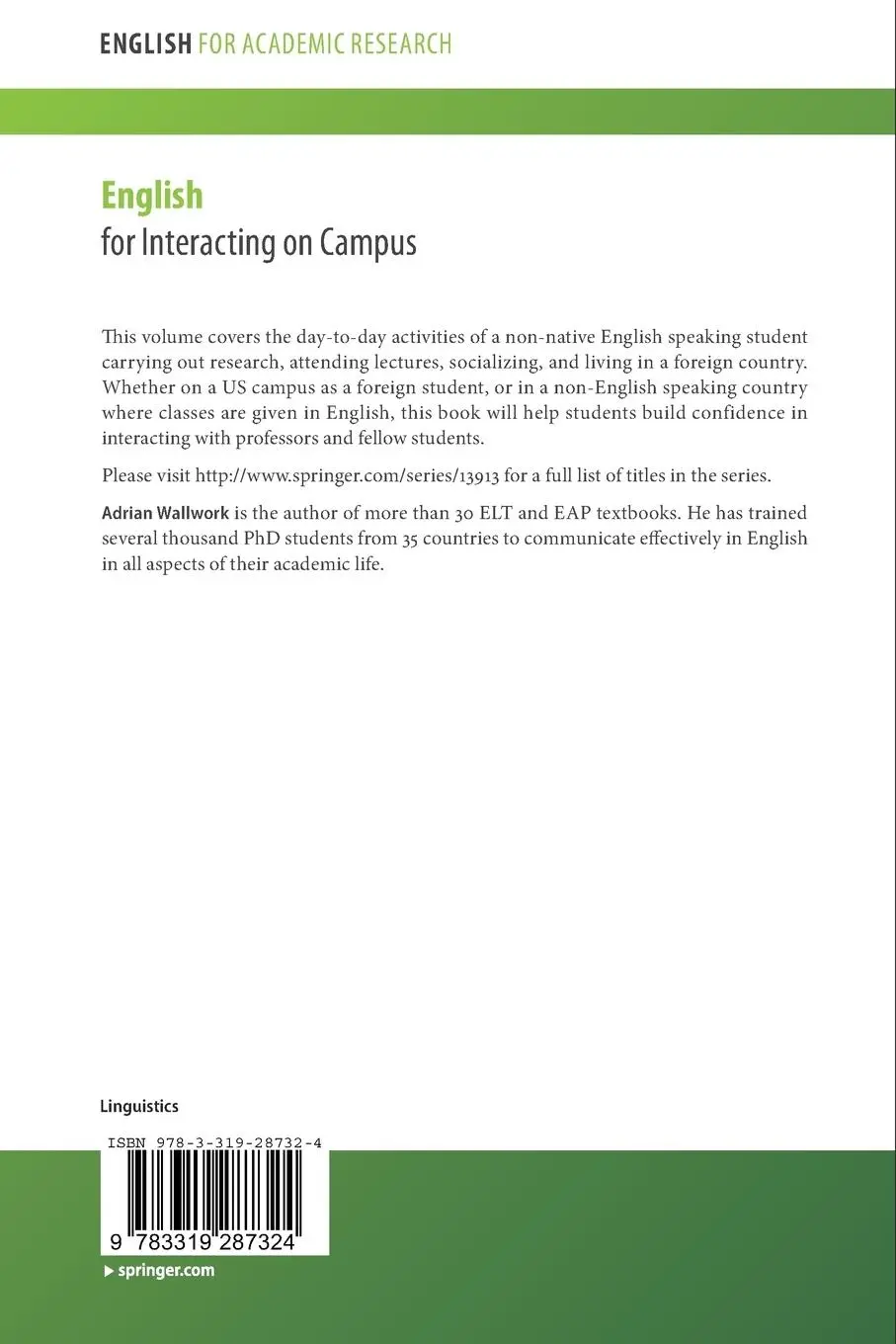 Rückseite: 9783319287324 | English for Interacting on Campus | Adrian Wallwork | Taschenbuch