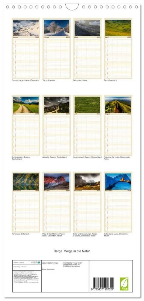 Bild: 9783457107324 | Familienplaner 2025 - Berge. Wege in die Natur mit 5 Spalten...