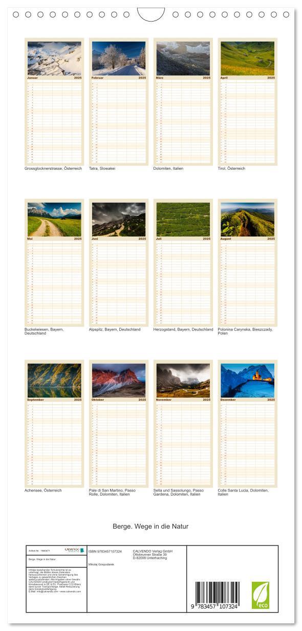 Bild: 9783457107324 | Familienplaner 2025 - Berge. Wege in die Natur mit 5 Spalten...