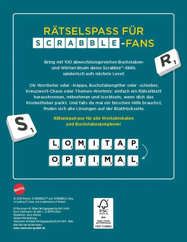 Rückseite: 9783625197324 | Scrabble(TM)-Rätselblock "to go" | Taschenbuch | 144 S. | Deutsch