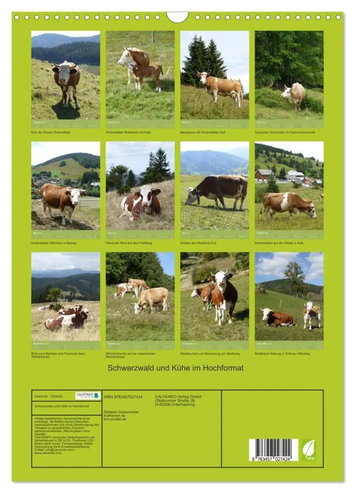 Bild: 9783457027424 | Schwarzwald und Kühe im Hochformat (Wandkalender 2025 DIN A3 hoch),...