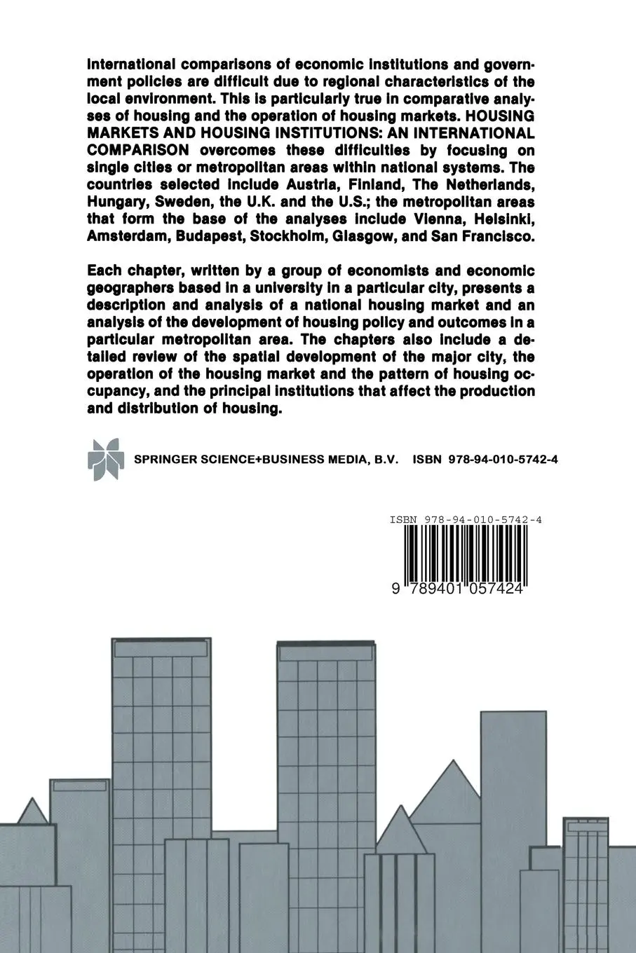 Rückseite: 9789401057424 | Housing Markets and Housing Institutions: An International Comparison