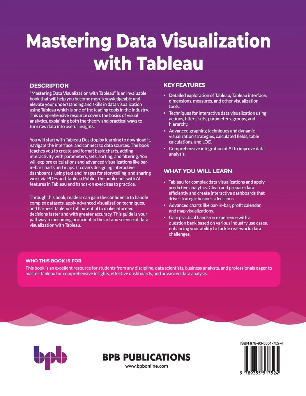 Rückseite: 9789355517524 | Mastering Data Visualization with Tableau | Arpana Chaturvedi (u. a.)