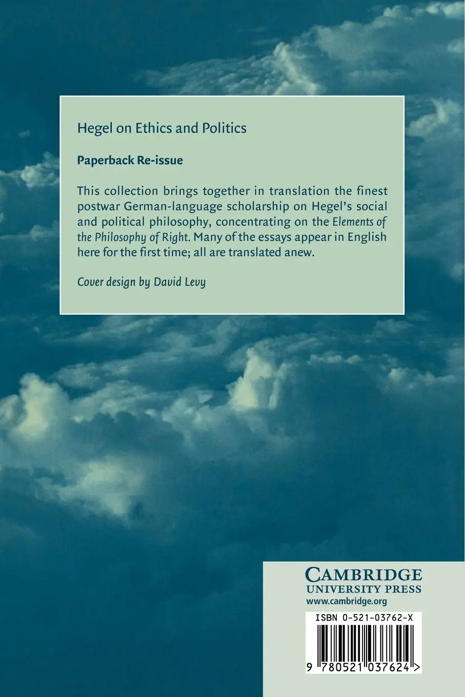 Rückseite: 9780521037624 | Hegel on Ethics and Politics | Robert B. Pippin (u. a.) | Taschenbuch