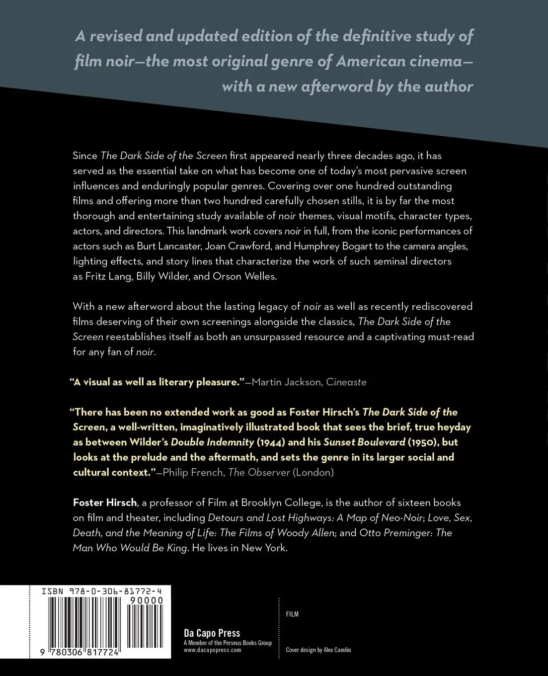 Rückseite: 9780306817724 | The Dark Side of the Screen | Film Noir | Foster Hirsch | Taschenbuch