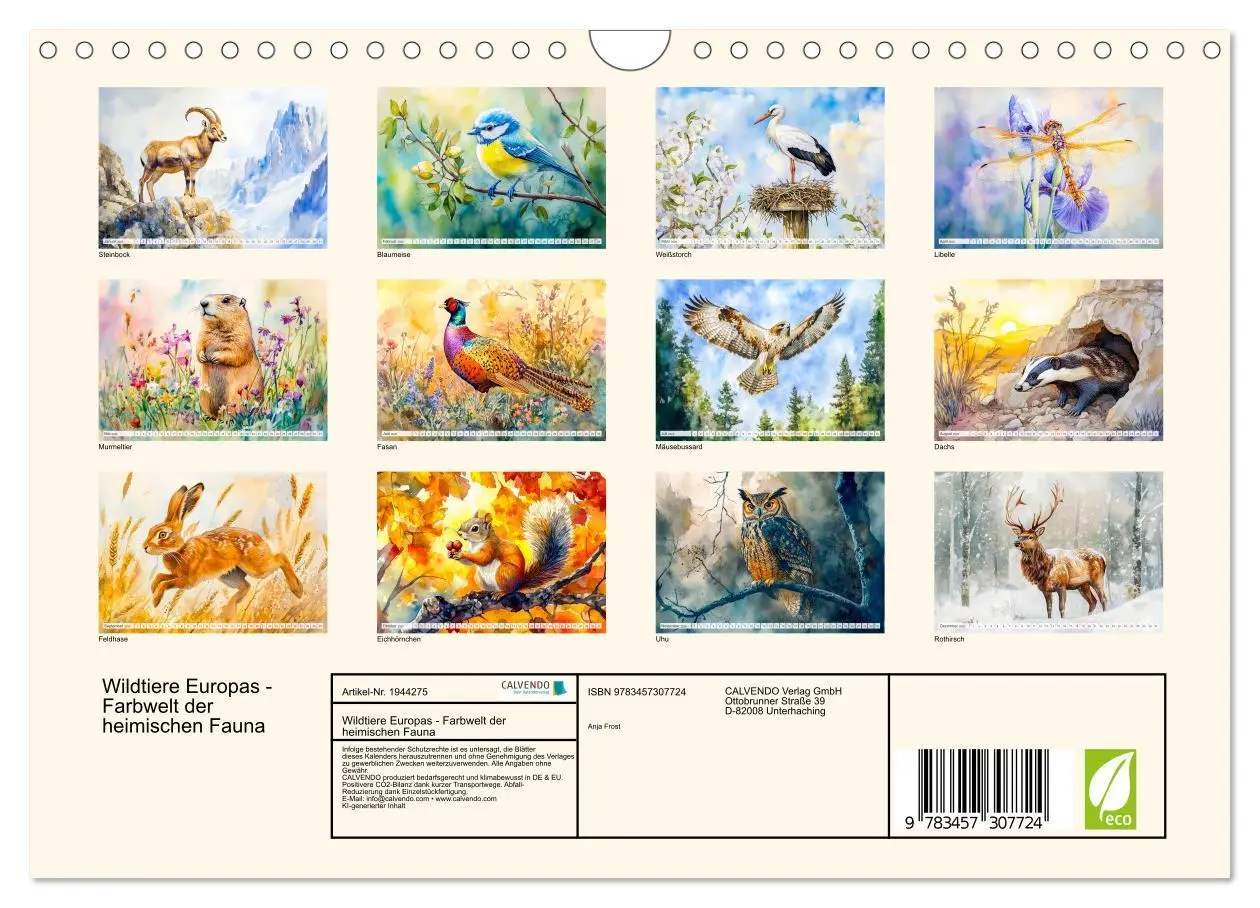 Bild: 9783457307724 | Wildtiere Europas - Farbwelt der heimischen Fauna (Wandkalender...