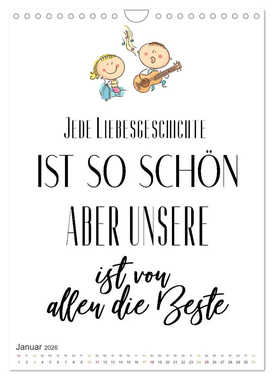 Bild: 9783516327724 | Liebessprüche (Wandkalender 2026 DIN A4 hoch), CALVENDO Monatskalender