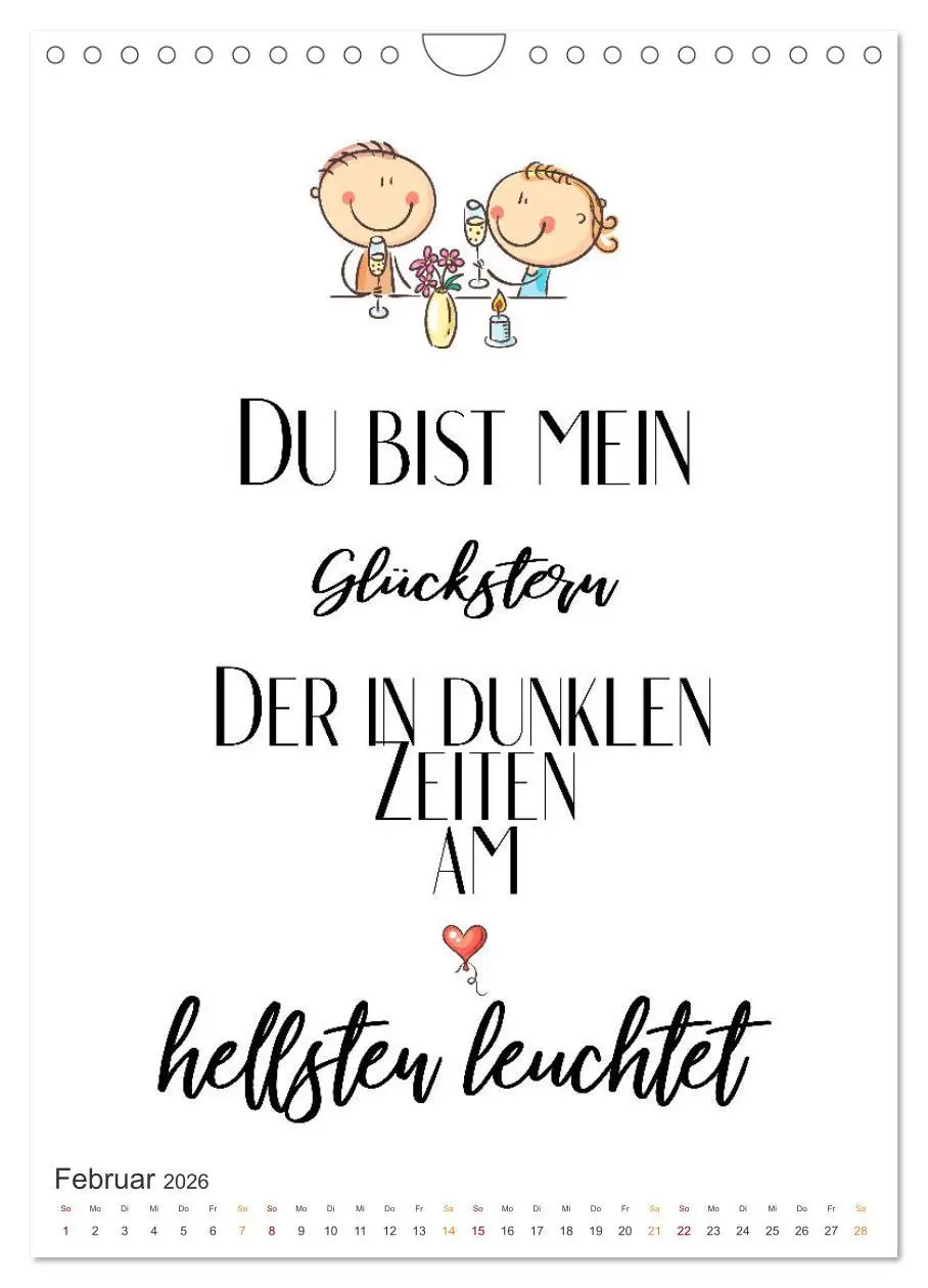 Bild: 9783516327724 | Liebessprüche (Wandkalender 2026 DIN A4 hoch), CALVENDO Monatskalender
