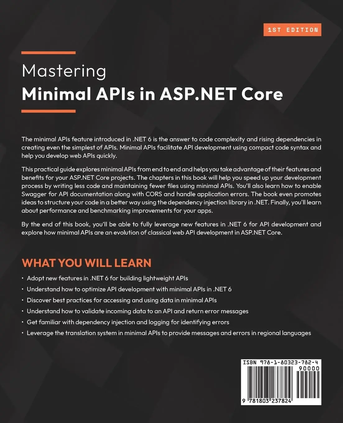 Rückseite: 9781803237824 | Mastering Minimal APIs in ASP.NET Core | Andrea Tosato (u. a.) | Buch