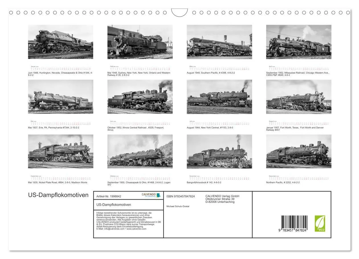 Bild: 9783457847824 | US-Dampflokomotiven (Wandkalender 2026 DIN A3 quer), CALVENDO...