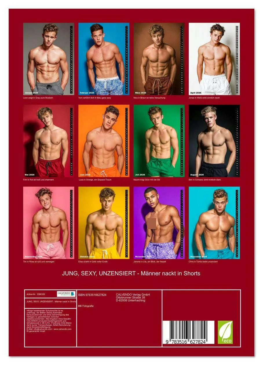 Bild: 9783516627824 | JUNG, SEXY, UNZENSIERT - Männer nackt in Shorts (Wandkalender 2026...