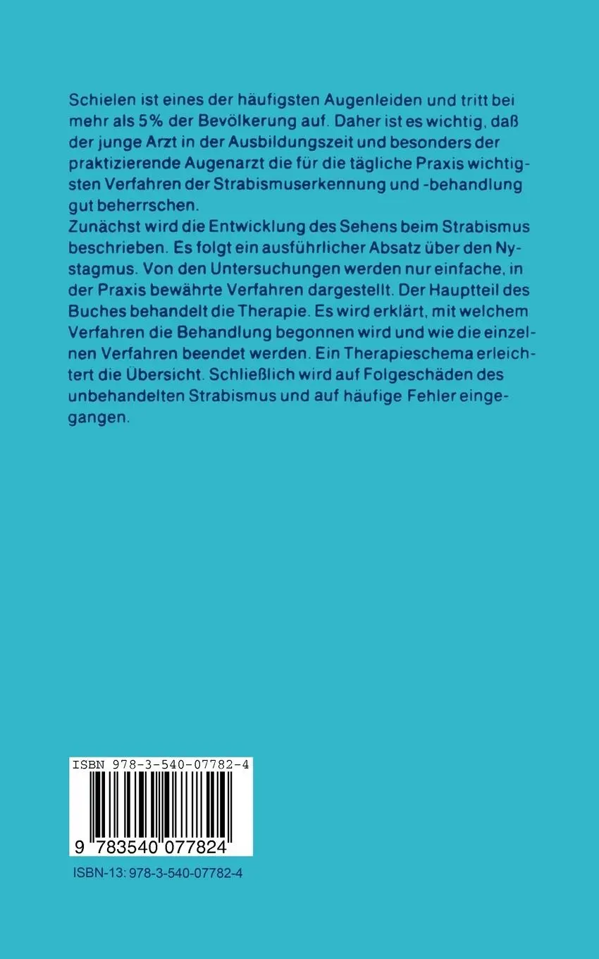 Rückseite: 9783540077824 | Strabismus in der Praxis | Untersuchungstechnik und Behandlungsablauf