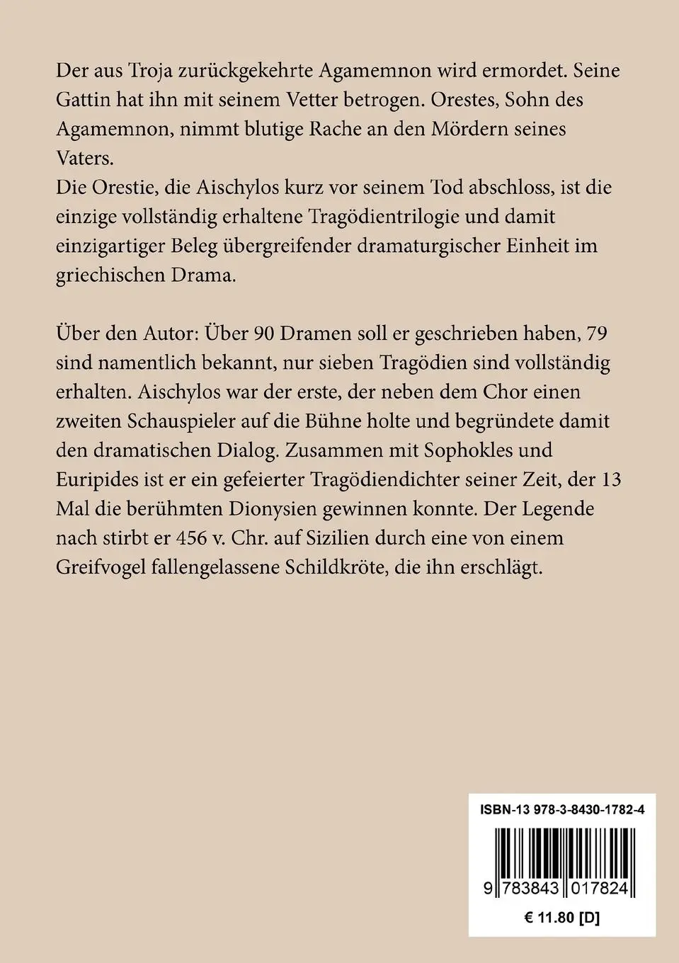 Rückseite: 9783843017824 | Die Orestie | Agamemnon / Die Grabspenderinnen / Die Eumeniden | Buch